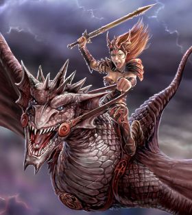 Cavalière sur dragon
